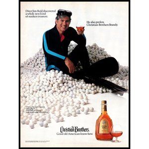 1991 Christian Brothers Brandy Vintage Print Ad Scuba Diver Golf Balls Wall Art